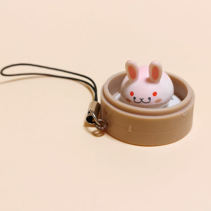 Rabbit Bun in Steamer 1" Keychain Charm – Dollhouse Food Miniature (Pre-Owned)