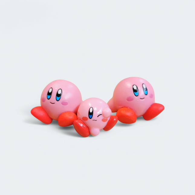 Kirby Smiling – 1" Cake Topper Lot of 3 (Takara Tomy, Pre-Owned)