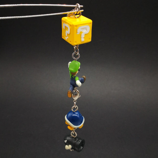 Super Mario Bro Luigi Koopa Shell & Bullet Bill – 1" Keychain Charm (Pre-Owned)