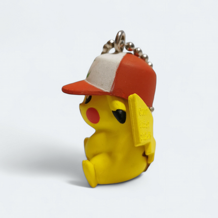 Pokemon Pikachu with Ash's Hat 1.5" Keychain – Charm (Bandai 2017, Pre-Owned)
