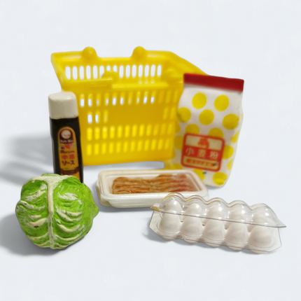 Re-Ment Petit Supermarket 2003 #4 Eggs, Flour, Cabbage & Bacon – Mini Food
