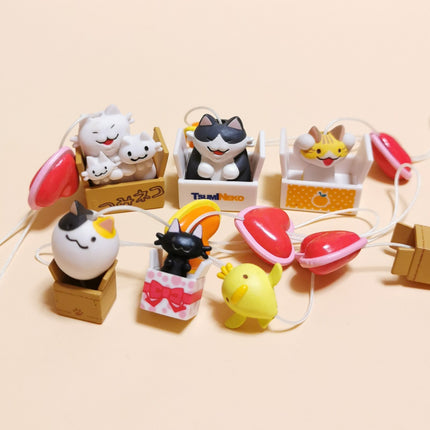 Lot of 5 Miniature Kitty Cat in Boxes – 1" Keychain (Pre-Owned)