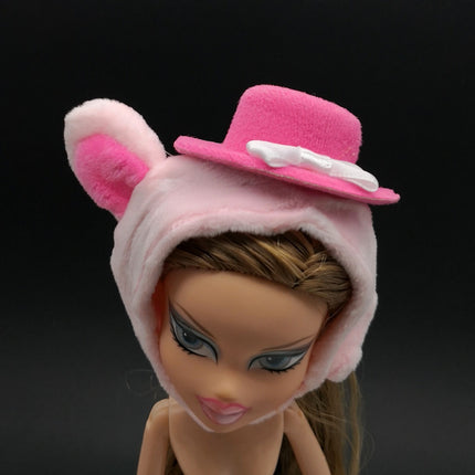 Pink Plush Bunny Ears Cape & Hat – Doll Costume for Bratz (Pre-Owned)