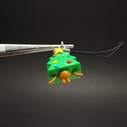 Nameko Mushroom Christmas Tree – 1.5" Keychain Charm (Rare, Pre-Owned)