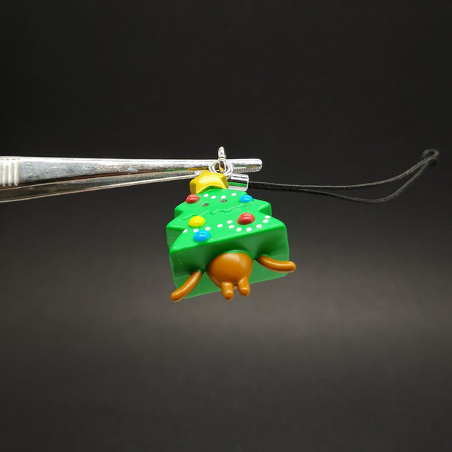 Nameko Mushroom Christmas Tree – 1.5" Keychain Charm (Rare, Pre-Owned)