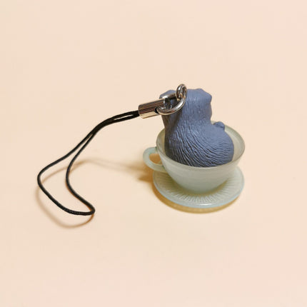 Gray Kitty in Tea Cup 1" Mini Figure Charm – Takara (Pre-Owned)