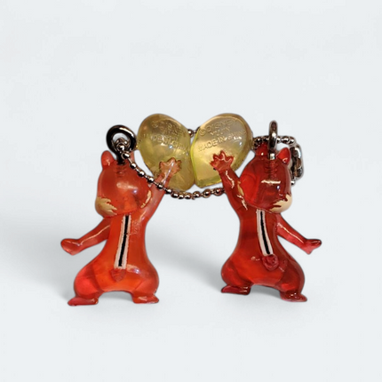 Disney Chip & Dale Clear Heart Charm – 1.5" Keychain (Yujin, Pre-Owned)