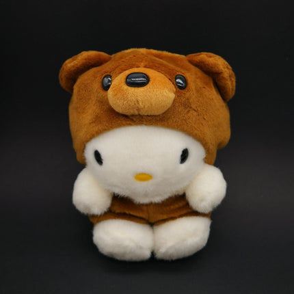 Vintage Sanrio Hello Kitty as Brown Bear Teddy 7" Plush (1998, Nakajima, Pre-Owned)