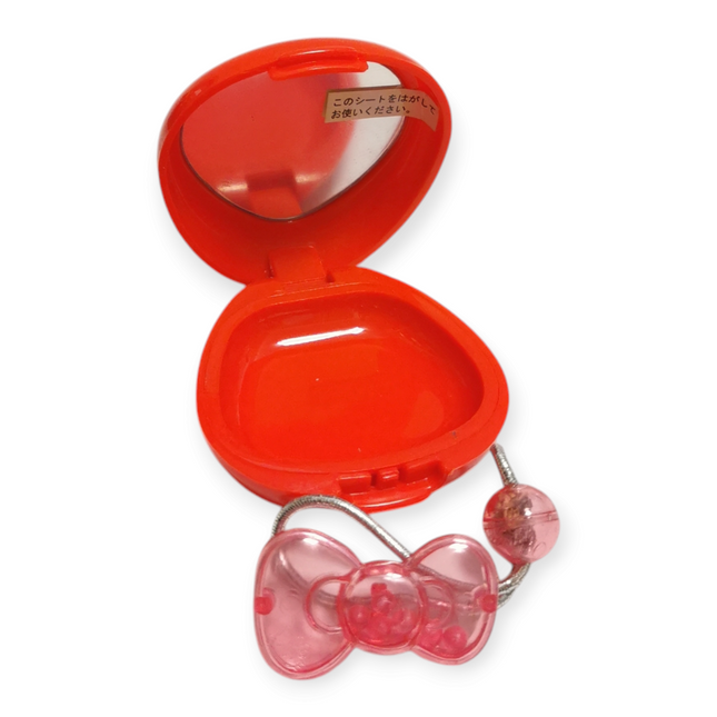 Sanrio Hello Kitty Storage Case – Mirror & Pink Bow Hair Tie (Pre-Owned)