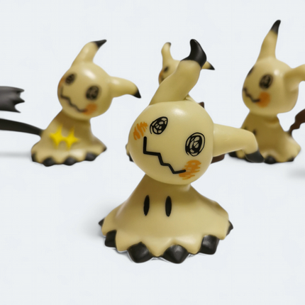 Pokemon Moving Mimikyu 2" Mini Figure – Pull Back Toy Lot of 4 (Bandai, Pre-Owned)