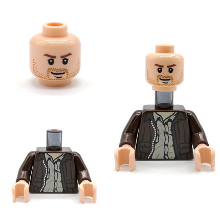 LEGO Indiana Jones Minifigure Beard Head & Brown Torso – iaj001/iaj044 (Pre-Owned)