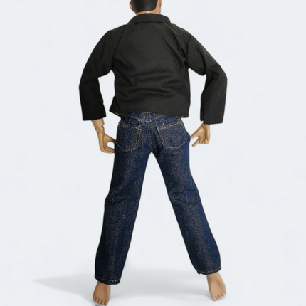 1/6 Scale Male Beige Shirt & Jeans with Black Jacket – for 12" Figure (Pre-Owned)