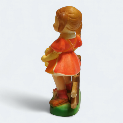 Vintage Hummel Style Girl with Basket of Kitties – 4.5" Figurine (80s, Pre-Owned)
