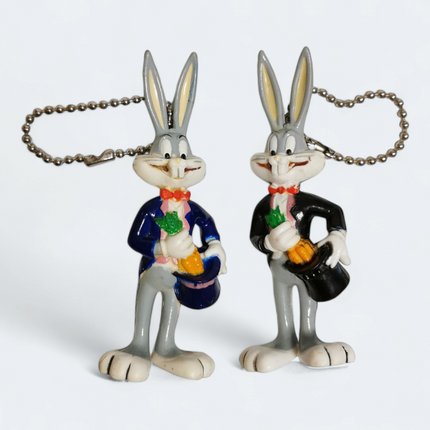 Looney Tunes MAGICIAN BUGS BUNNY 3.5" Mini Figure PVC KEYCHAIN Toy Lot of 2