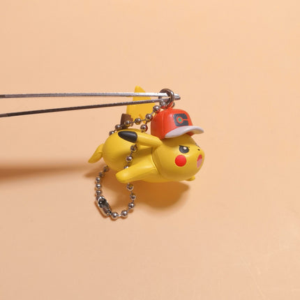 Pokemon Attack Pikachu 1" Mini Figure – Charm Keychain (Bandai, Pre-Owned)