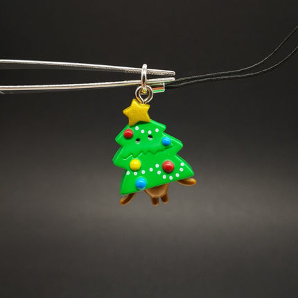 Nameko Mushroom Christmas Tree – 1.5" Keychain Charm (Rare, Pre-Owned)