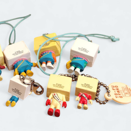 Tofu Oyako School Kids – Lot of 6 Keychain Charms (Devil Robots, Pre-Owned)