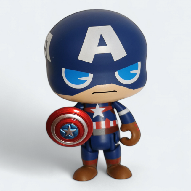 Marvel BIG HEAD CAPTAIN AMERICA w Shield 3" Mini Figure Gashapon Loose Toy Tomy
