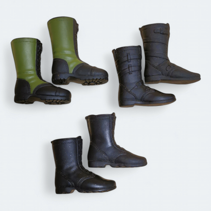 1/6 Scale Black Combat Boots Shoes – Lot of 3 (Pre-Owned)