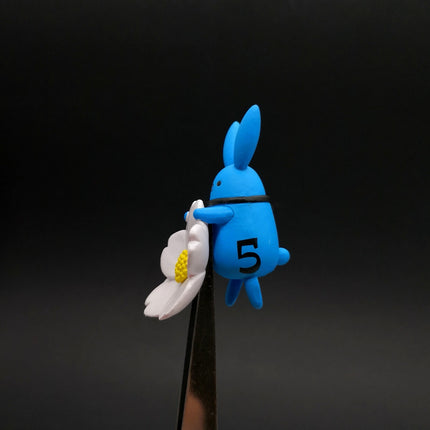 Blue Rabbit with Flower Cup-Rim Figure 1.5" – Tsukiuta Anime Toy (Pre-Owned)