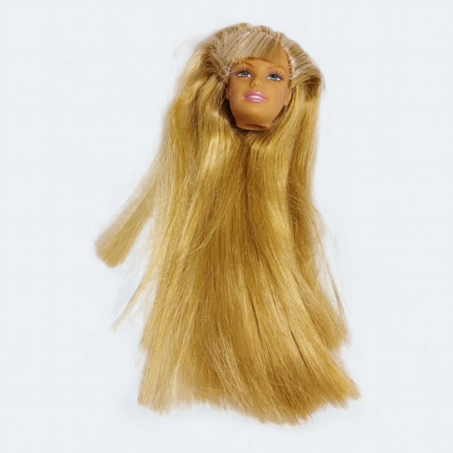 Barbie Head Only – Blue Eyes Pink Lips Blonde Straight Hair (Pre-Owned)