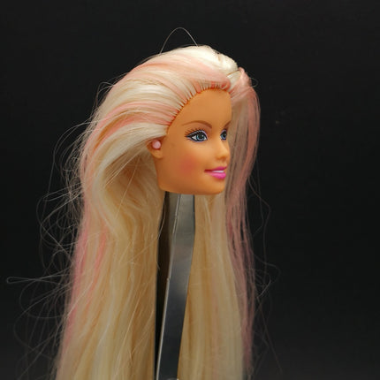 1/6 Doll Barbie Head Only – Blonde Hair Straight with Pink Highlight 1998 (Pre-Owned)