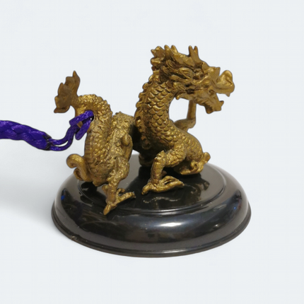 Yujin Gold Chinese Dragon Loong – 1" Fengshui Keychain Charm (Pre-Owned)