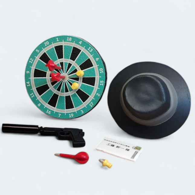 Re-Ment Detective Conan #4 Dart Board Game, Pistol & Hat – Miniature Set