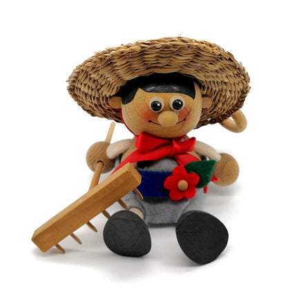Wooden Springy Pipiter Doll – 5" Hanging Decor (Rare, Pre-Owned)