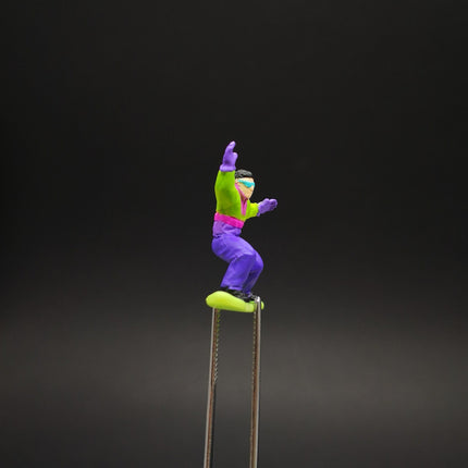 Toy Miniature Skiing Man in Purple Outfit – 1" Diorama Figure (Pre-Owned)