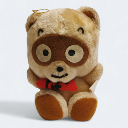 Vintage Sanrio 1991 Pokopon Raccoon – 6" Plush with Strap (Pre-Owned)