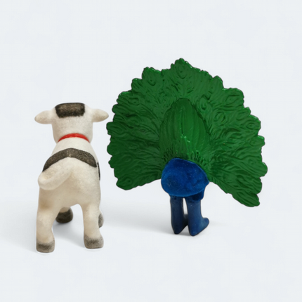Flocked Baby Cow Calf & Peacock 1.5" Figures – In My Pocket Pets (Pre-Owned)