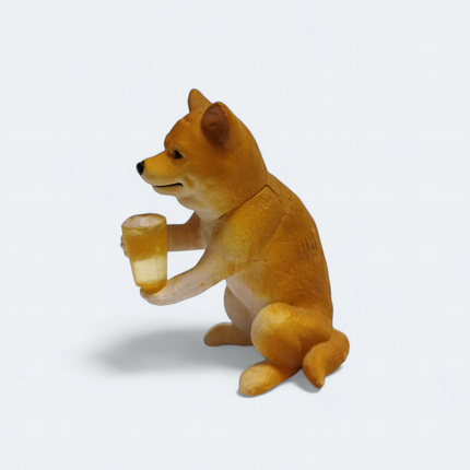 Shiba Dog Drinking Beer Glass 1.5" Mini Figure – Dollhouse Animal (Pre-Owned)