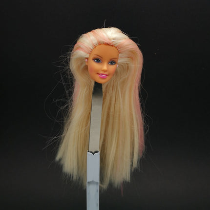 1/6 Doll Barbie Head Only – Blonde Hair Straight with Pink Highlight 1998 (Pre-Owned)