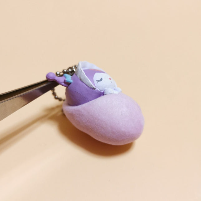 Sanrio Sleeping Kuromi Swaddle Baby – 1.25" Keychain (2022) (Pre-Owned)
