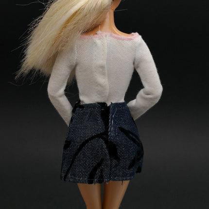 1/6 Scale White Top & Blue Denim Skirt – Fall Set (Pre-Owned)