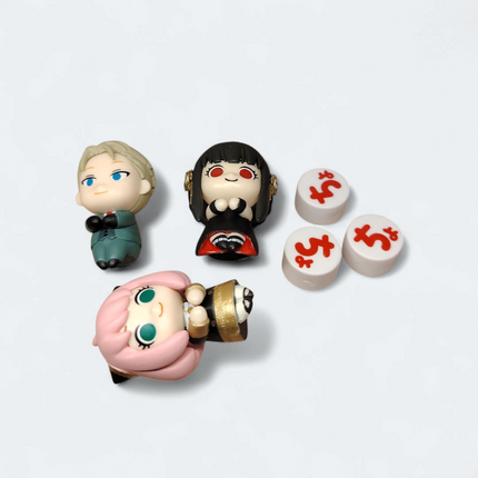 Takara Tomy Spy Family Anya Yor Loid – 1.5" Sitting Figure Lot of 3 (Pre-Owned)