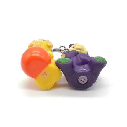 Teletubbies LAA LAA TINKY WINKY 2" Mini Figure PVC KEYRING Lot of 2 Rubber Toy
