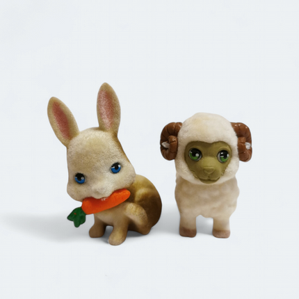 In My Pocket Baby Rabbit & Sheep 1.5" Flocked Figures – Dollhouse Pets (Pre-Owned)