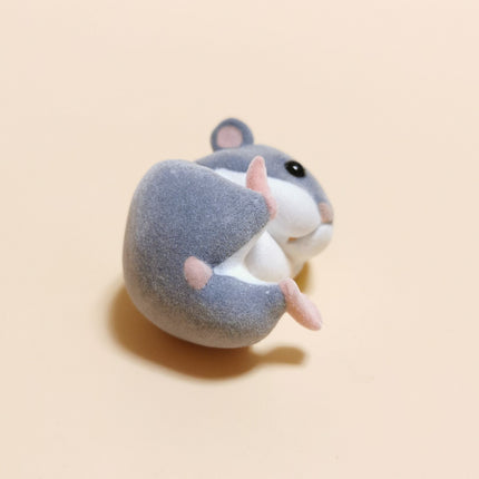 Chubby Dark Gray Hamster 1.75" Flocked Mini Figure – Dollhouse Pet (Pre-Owned)