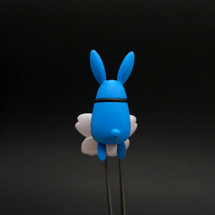 Blue Rabbit with Flower Cup-Rim Figure 1.5" – Tsukiuta Anime Toy (Pre-Owned)