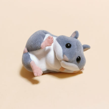 Chubby Dark Gray Hamster 1.75" Flocked Mini Figure – Dollhouse Pet (Pre-Owned)