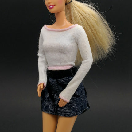 1/6 Scale White Top & Blue Denim Skirt – Fall Set (Pre-Owned)