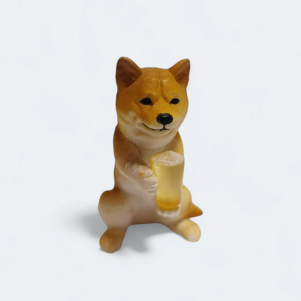 Shiba Dog Drinking Beer Glass 1.5" Mini Figure – Dollhouse Animal (Pre-Owned)