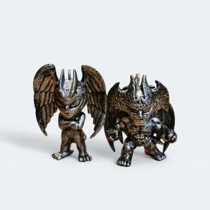 Banpresto DEVILMAN PVC KEYCHAIN CHARM 1.5" Mini Figure Metallic Gray Lot of 2