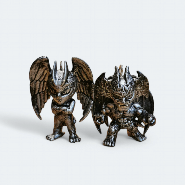 Banpresto DEVILMAN PVC KEYCHAIN CHARM 1.5" Mini Figure Metallic Gray Lot of 2