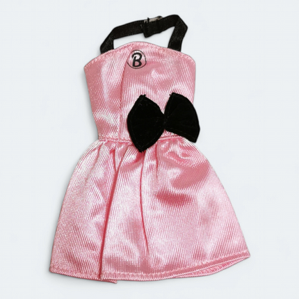 Mattel Barbie Pink Cocktail Dress with Black Bow – 90s (Pre-Owned)