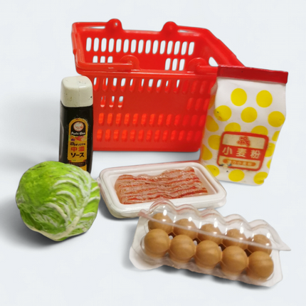 Re-Ment Petit Supermarket 2003 #9 Brown Eggs, Cabbage & Bacon – Dollhouse Food