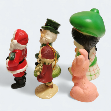 Mixed Lot of 5 Vintage Plastic Figures – Leprechaun Santa Girl Rabbit (Pre-Owned)