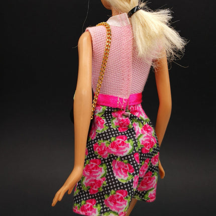 1/6 Scale Female Doll Black Soft Handbag with Chain – 11" Doll (Takara, Pre-Owned)